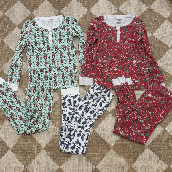 BUNDLE Roller Rabbit pajamas set unisex kids tween monkey henley pima pants - Picture 3 of 5